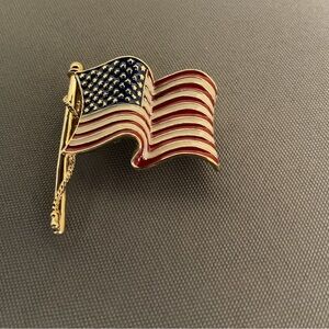 Ciner Vintage Patriotic American Hand-Painted Flag Brooch.